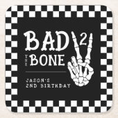Bad 2 the Bone スケルトン 2歳の誕生日パーティー スクエアペーパーコースター (正面)