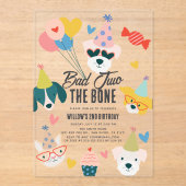 Bad 2 the Bone Dogs & Cat Balloons 2nd Birthday アクリル招待状 (正面)