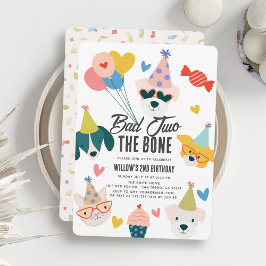 Bad 2 the Bone Dogs & Cat Balloons 2nd Birthday 招待状