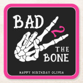Bad 2 the Bone Skeleton 2nd Birthday Party スクエアペーパーコースター (正面)