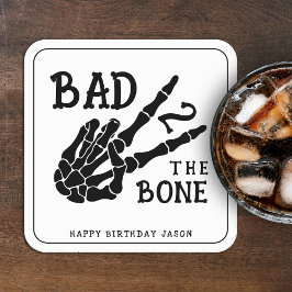 Bad 2 the Bone Skeleton 2nd Birthday Party スクエアペーパーコースター