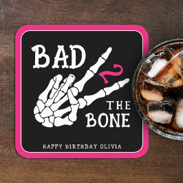 Bad 2 the Bone Skeleton 2nd Birthday Party スクエアペーパーコースター