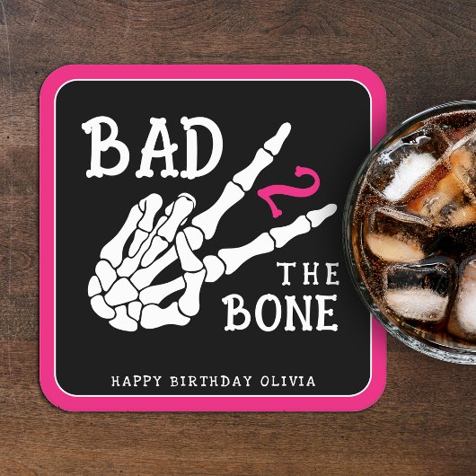 Bad 2 the Bone Skeleton 2nd Birthday Party スクエアペーパーコースター