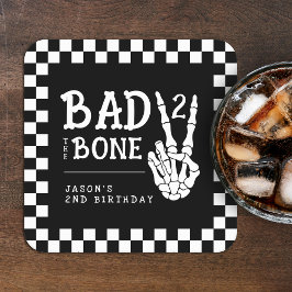 Bad 2 the Bone Skeleton 2nd Birthday Party スクエアペーパーコースター