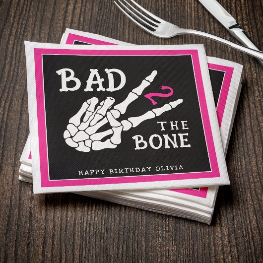 Bad 2 the Bone Skeleton 2nd Birthday Party スタンダードカクテルナプキン