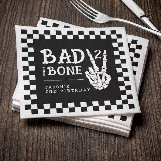 Bad 2 the Bone Skeleton 2nd Birthday Party スタンダードカクテルナプキン