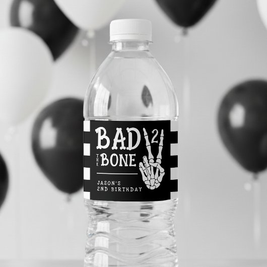 Bad 2 the Bone Skeleton 2nd Birthday Party ペットボトルラベル