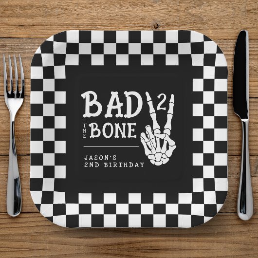 Bad 2 the Bone Skeleton 2nd Birthday Party ペーパープレート