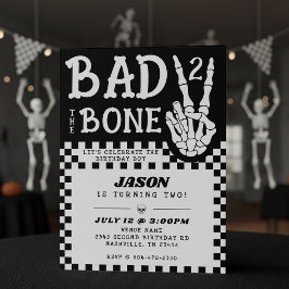 Bad 2 the Bone Skeleton 2nd Birthday Party 招待状
