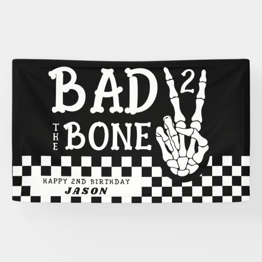 Bad 2 the Bone Skeleton 2nd Birthday Party 横断幕 (横)