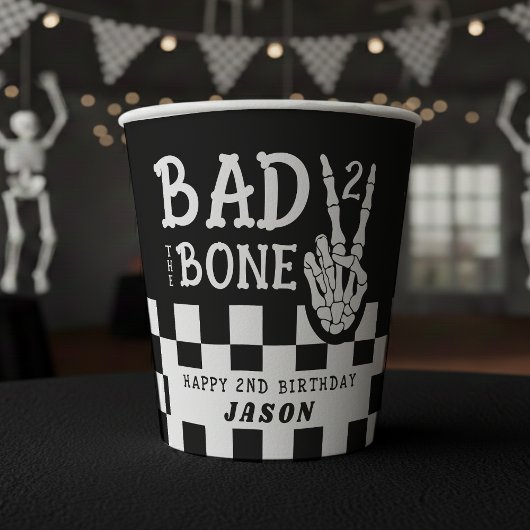 Bad 2 the Bone Skeleton 2nd Birthday Party 紙コップ