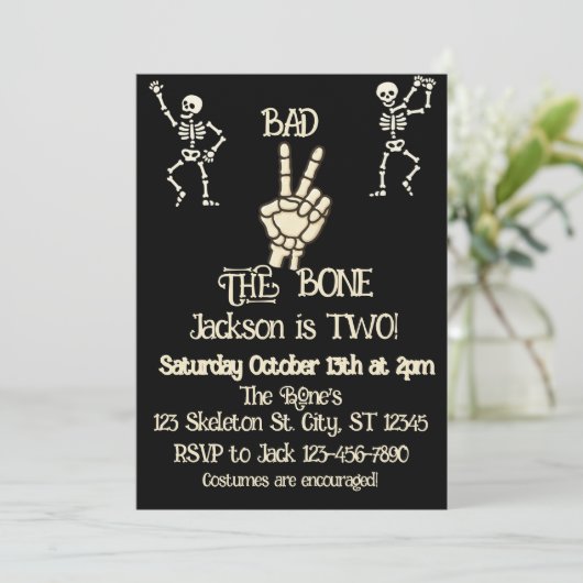 Bad 2 the bone  skeleton birthday party 招待状 (スタンド正面)