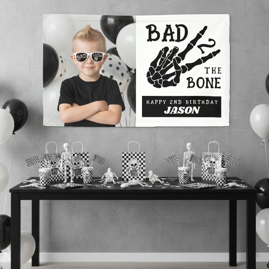 Bad 2 the Bone Skeleton Photo 2nd Birthday Party 横断幕