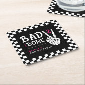 Bad 2 the Bone Skeleton Pink 2nd Birthday Party スクエアペーパーコースター (アングル)