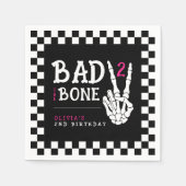 Bad 2 the Bone Skeleton Pink 2nd Birthday Party スタンダードカクテルナプキン (正面)