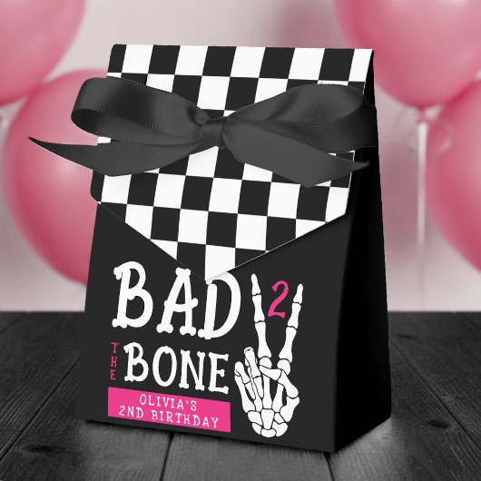 Bad 2 the Bone Skeleton Pink 2nd Birthday Party フェイバーボックス