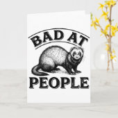 Bad at People Funny Ferret Introvert Saying カード (黄色い花)