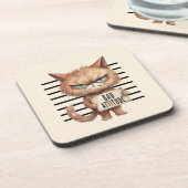 Bad Attitation Cat Mugshot おもしろい - Felineデザイン コースター (左側)