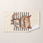Bad Attitation Cat Mugshot おもしろい - Felineデザイン バスタオルセット (ハンドタオル)