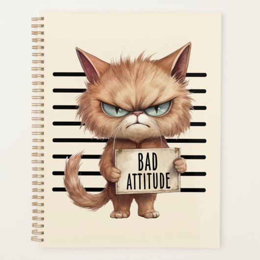 Bad Attitation Cat Mugshot おもしろい - Felineデザイン プランナー手帳 (正面)
