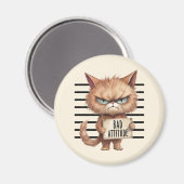 Bad Attitation Cat Mugshot おもしろい - Felineデザイン マグネット (正面/裏面)