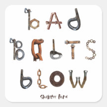Bad Bolts 吹 -  Square Stickers