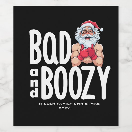 Bad & Boozy Wine Label - Custom Christmas Gift ワインラベル (シングルラベル)