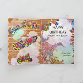 Bad Boy 40thメンズ誕生日おもしろい顔切り出し カード (内部)