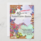 Bad Boy 40thメンズ誕生日おもしろい顔切り出し 招待状 (裏面)