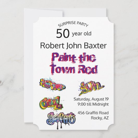 Bad Boy 50thメンズ誕生日おもしろい顔切り出し 招待状 (裏面)