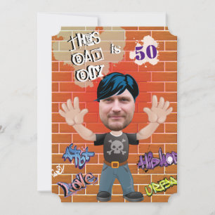 Bad Boy 50thメンズ誕生日おもしろい顔切り出し 招待状
