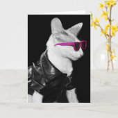 Bad Boy Cat in Shades カード (黄色い花)