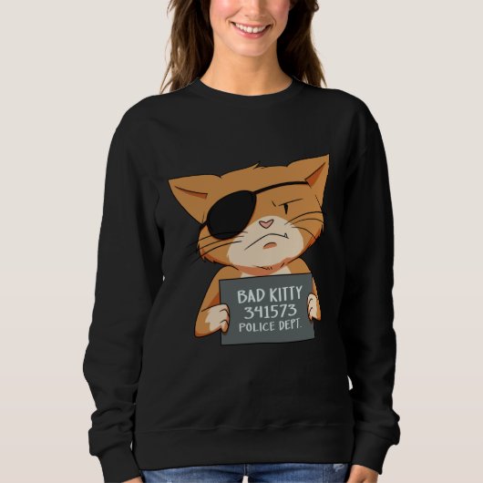 Bad Cat Gangster Mugshot Kitty For Pet スウェットシャツ (正面)
