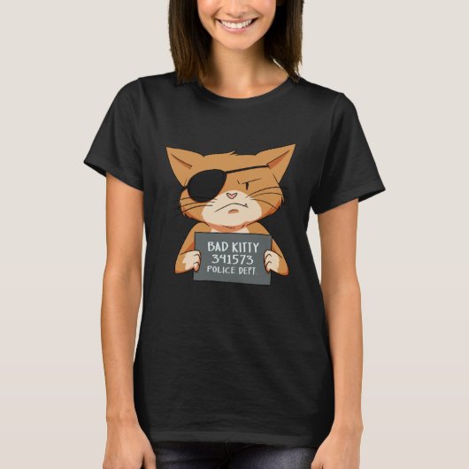 Bad Cat Gangster Mugshot Kitty For Pet Tシャツ (正面)
