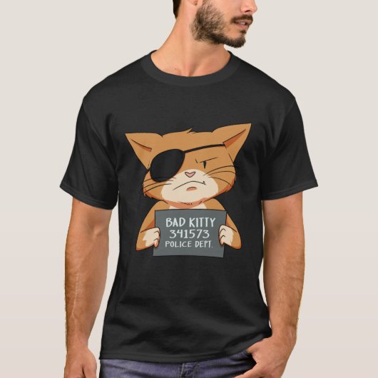 Bad Cat Gangster Mugshot Kitty For Pet Tシャツ (正面)
