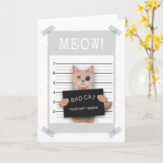 BAD CAT POLICE MUGSHOT - MEOW!カード カード (黄色い花)