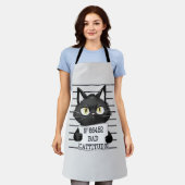 Bad Cattitude - Black Cat Mugshot エプロン (着用した状態)
