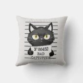 Bad Cattitude - Black Cat Mugshot クッション (裏面)