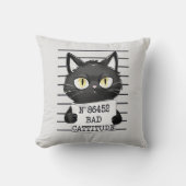 Bad Cattitude - Black Cat Mugshot クッション (正面)