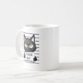 Bad Cattitude - Black Cat Mugshot コーヒーマグカップ (正面左)