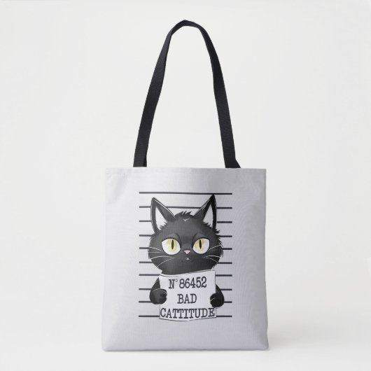 Bad Cattitude - Black Cat Mugshot トートバッグ (正面)