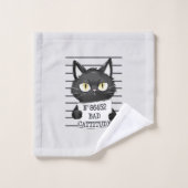 Bad Cattitude - Black Cat Mugshot バスタオルセット (ウォッシュタオル)