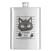 Bad Cattitude - Black Cat Mugshot フラスク (正面)
