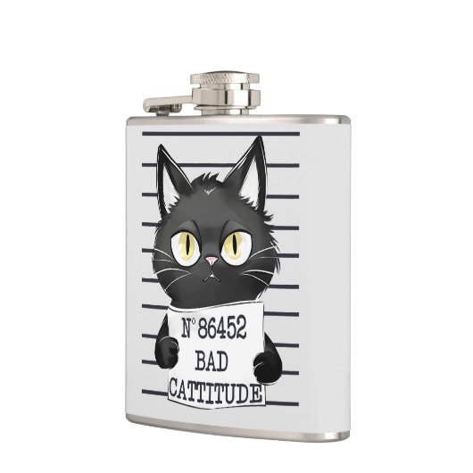Bad Cattitude - Black Cat Mugshot フラスク (左)