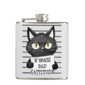 Bad Cattitude - Black Cat Mugshot フラスク (正面)