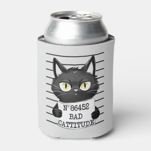 Bad Cattitude - Black Cat Mugshot 缶クーラー (缶正面)