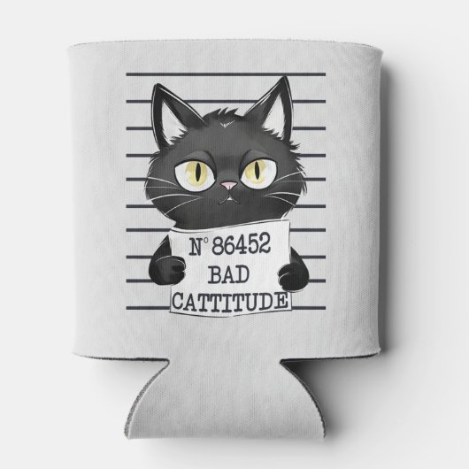 Bad Cattitude - Black Cat Mugshot 缶クーラー (裏面)