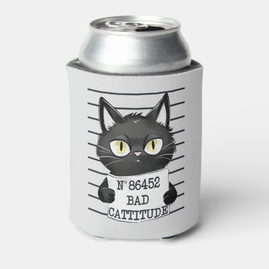 Bad Cattitude - Black Cat Mugshot 缶クーラー (缶裏面)