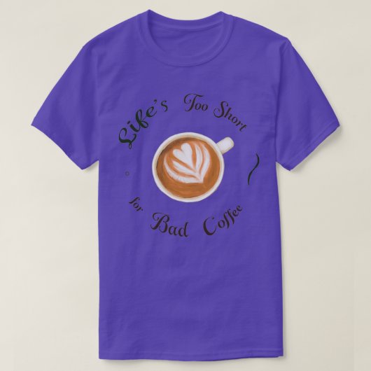 Bad Coffeeカラフルイラストレティの寿命が短すぎる Tシャツ (デザイン正面)
