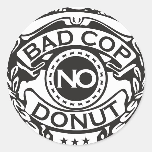 Bad Cop No Donut – ブラック ラウンドシール (正面)